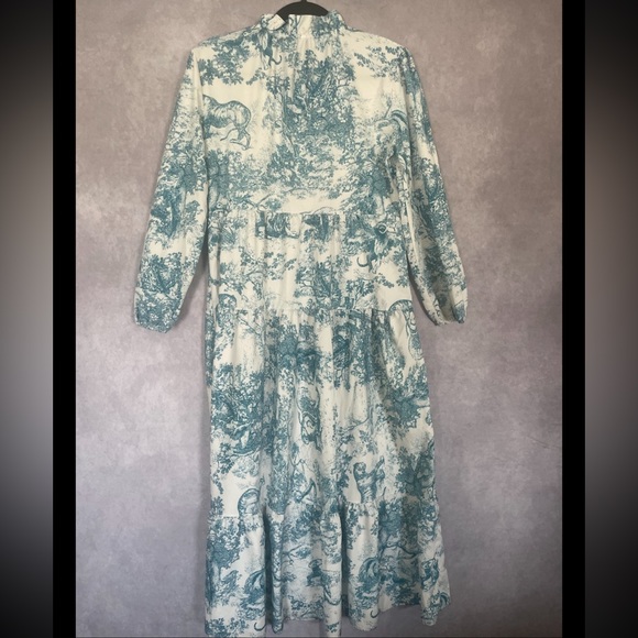 Women’s  Romantic Cottage Core Toile Print  Maxi Summer Dress  Medium - Picture 4 of 8